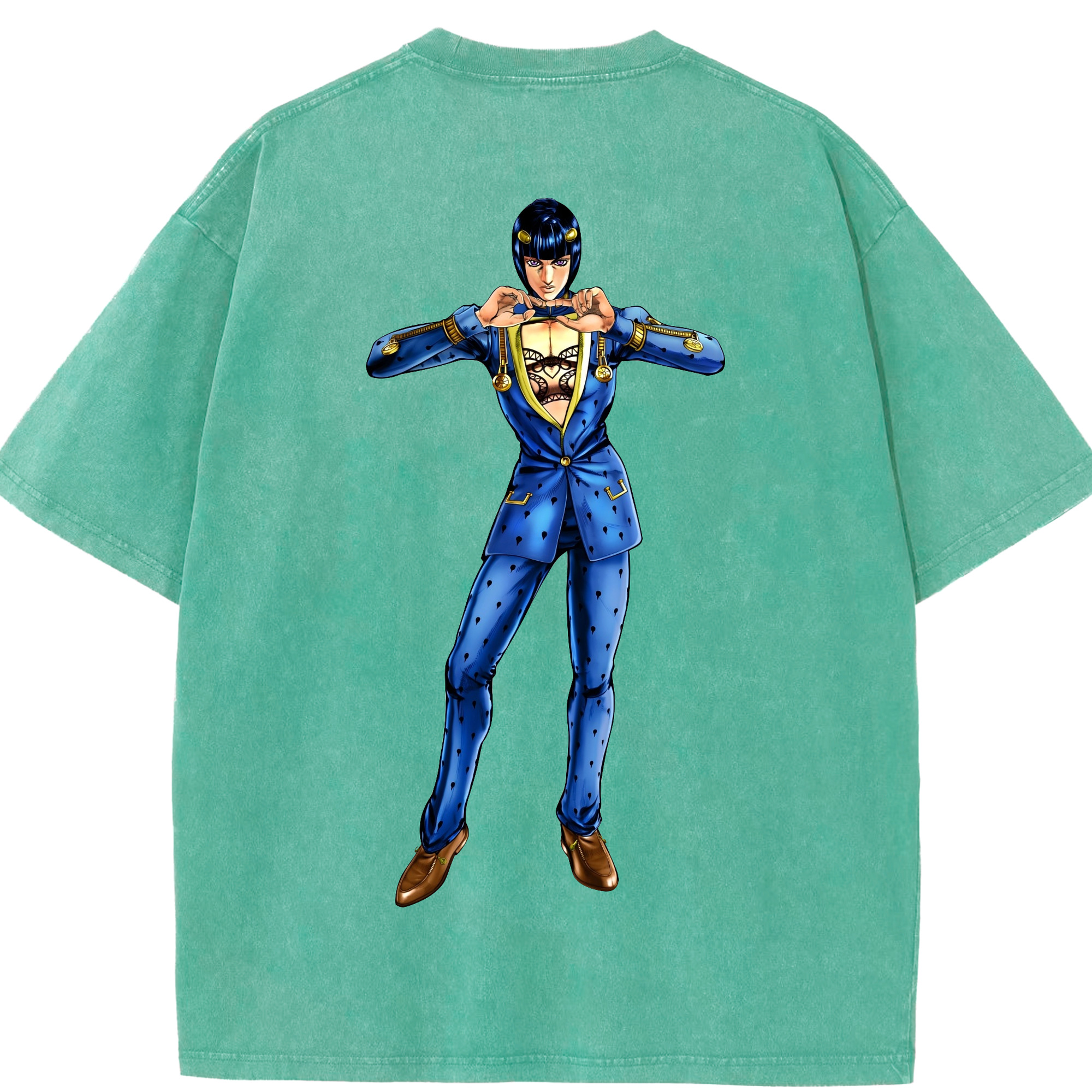 （画像用） ジョジョの奇妙な冒険 ブローノ?ブチャラティ JoJo's Bizarre Adventure Bruno Bucciarati 綿100% ヴィンテージ風 半袖Tシャツ（背面プリント）